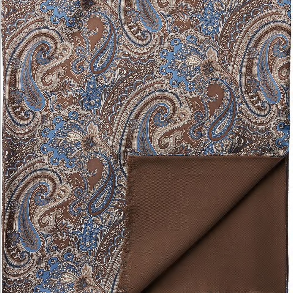 Scarf Jos.A. Bank Brown & Blue Paisley Silk & Wool - Picture 1 of 5